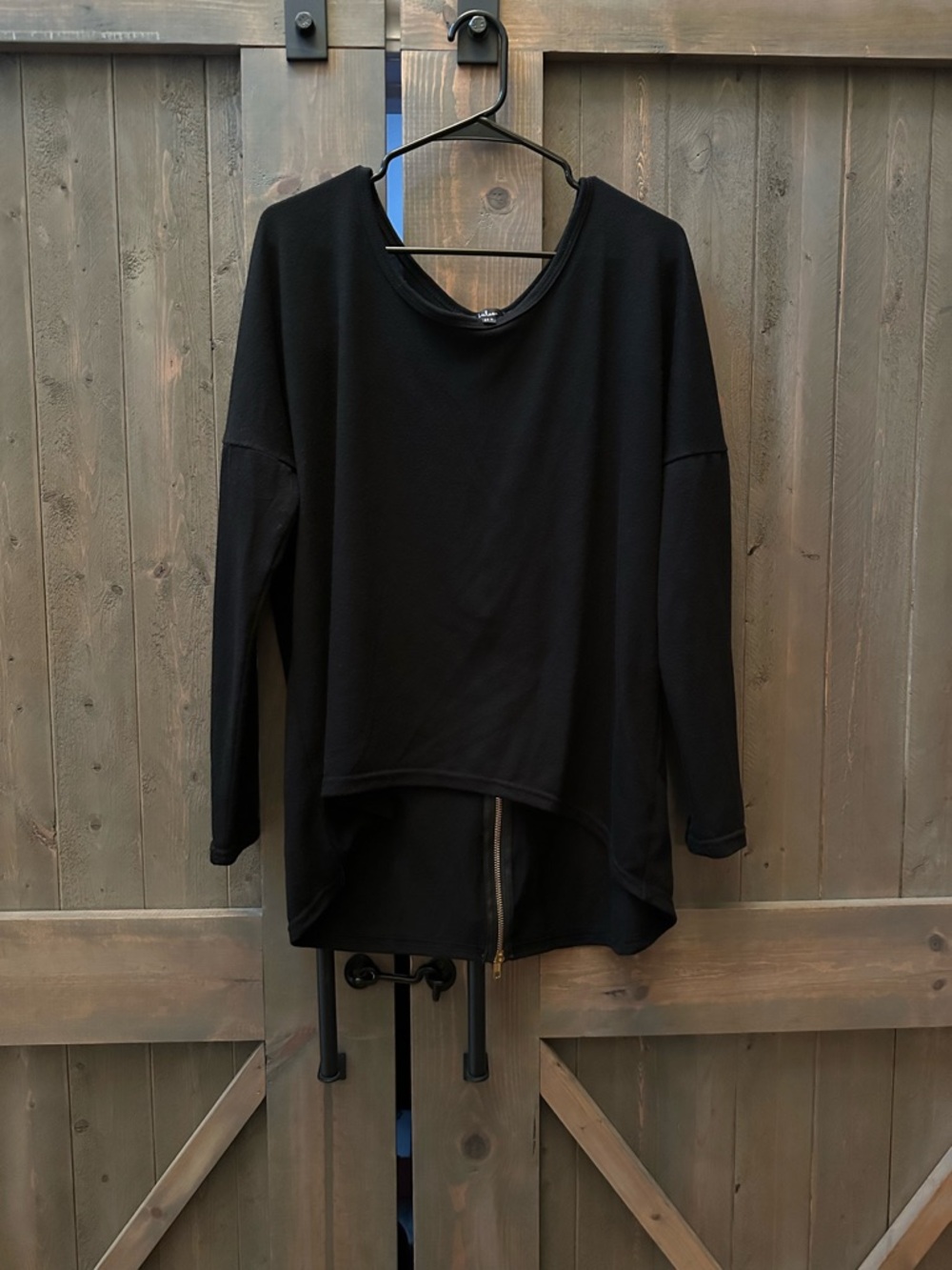 Lulus Black Long Sleeve Zip-Back Women's Top XL - Picture 4 of 6